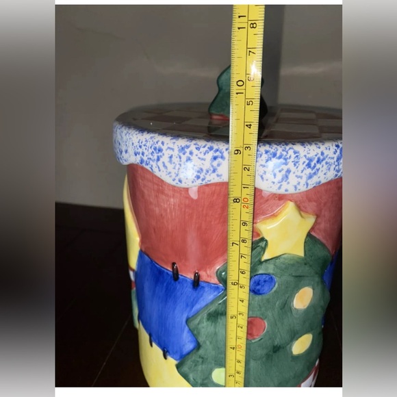 Vintage Lg Christmas Cookie Jar Tree Wreath  Hand Painted Ceramic LOTUS 1995 - Picture 6 of 8